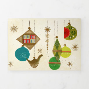 Cartão De Festividades Com Dobra Tripla Natal Glamouroso Retro de Meados do Século