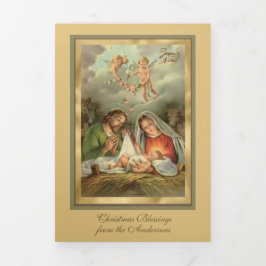 Cartão De Festividades Com Dobra Tripla Natal religioso Jesus Virgem Maria São José