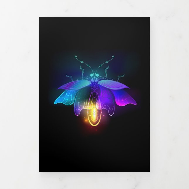 Cartão De Festividades Com Dobra Tripla Neon Firefly a preto (Cobrir)