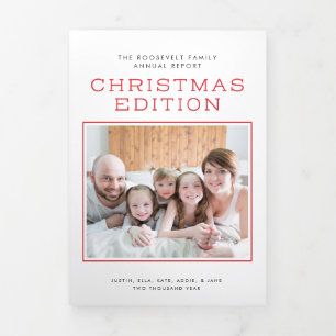 Cartão De Festividades Com Dobra Tripla Newsletter da família infográfica triplo Natal