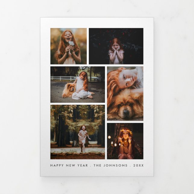 Cartão De Festividades Com Dobra Tripla Newsletter Personalizada de Ano Novo (Cobrir)