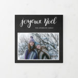 Cartão De Festividades Com Dobra Tripla Noel de Joyeux| Vintage Multi-Foto em Chalkboard<br><div class="desc">Noel de Joyeux| Vintage Multi-Foto em Chalkboard</div>