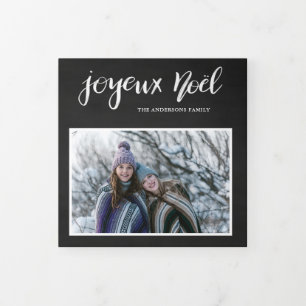 Cartão De Festividades Com Dobra Tripla Noel de Joyeux Vintage Multi-Foto em Chalkboard