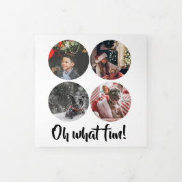 Cartão De Festividades Com Dobra Tripla Oh Que Foto Divertida Personalizada Natal