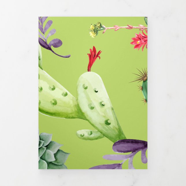 Cartão De Festividades Com Dobra Tripla Padrão Cactus 6 (Cobrir)