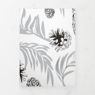 Cartão De Festividades Com Dobra Tripla Padrão de Natal, Pine Snow 7