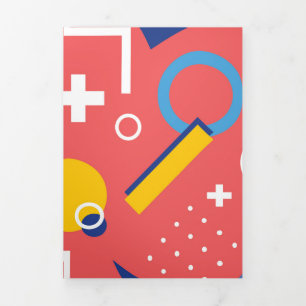 Cartão De Festividades Com Dobra Tripla Padrão Geométrico 2