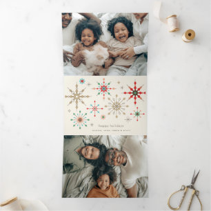 Cartão De Festividades Com Dobra Tripla Padrão Intrate Snowflake