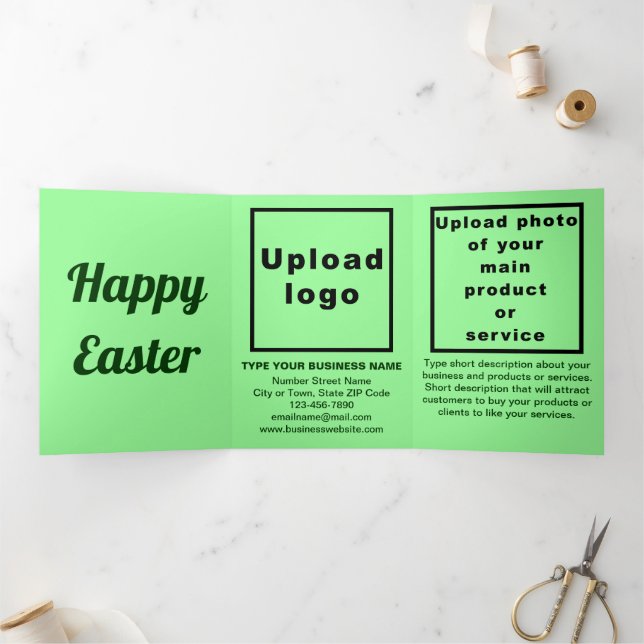 Cartão De Festividades Com Dobra Tripla Páscoa Feriado Comercial Verde Claro (Dentro)