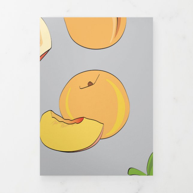 Cartão De Festividades Com Dobra Tripla Peach Pattern 6 (Cobrir)