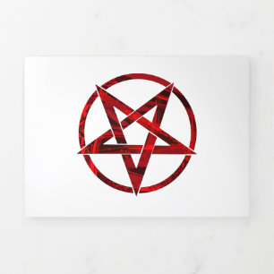 Cartão De Festividades Com Dobra Tripla Pentagrama do diabo vermelho