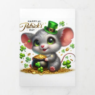 Cartão De Festividades Com Dobra Tripla Placa de Dia de São Patrício cômoda com mouse