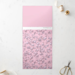 Cartão De Festividades Com Dobra Tripla Placas de pérolas brancas-rosadas em veludo rosa