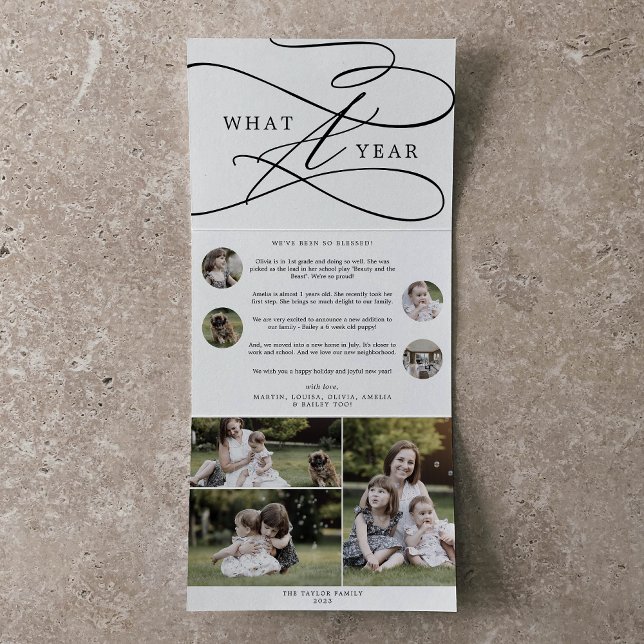 Cartão De Festividades Com Dobra Tripla Romântica Que Várias Fotos De Natal De Ano (Criador carregado)