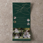 Cartão De Festividades Com Dobra Tripla Romântico Dourado Verde Que Várias Fotografias De<br><div class="desc">Este verde-ouro romântico, que um cartão de férias multifacetado de um ano é o ano simples perfeito para o cartões de natal de revisão. O clássico moderno design apresenta espirais de rico e turbilhões brancos com belíssima e elegante tipografia de folha de ouro de champanhe com letra falsa. Personalize o...</div>