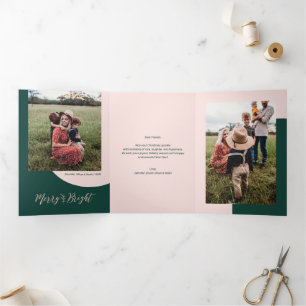 Cartão De Festividades Com Dobra Tripla Rosa ouro & Verde Alegre & Brilhante Foto de Nat