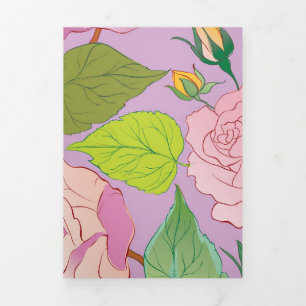 Cartão De Festividades Com Dobra Tripla Rosas 18