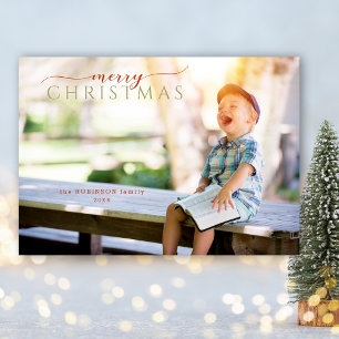 Cartão De Festividades Com Dobra Tripla Saudação e Foto da Caligrafia Minimalista