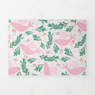 Cartão De Festividades Com Dobra Tripla Vovó de Natal Feita à Mão do Branch de Olivais da