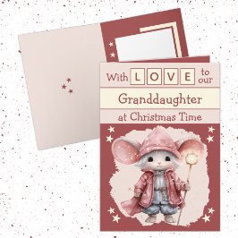 Cartão De Festividades Com o amor, rato-neta rosa, Natal