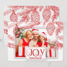 Cartão De Festividades Com o Red Pines Natal Joy Foto