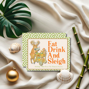 Cartão De Festividades Coma Beba Deslize Natal Tropical Chinoiserie