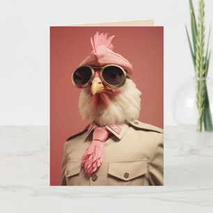 Cartão De Festividades Comandante do frango na moda Páscoa