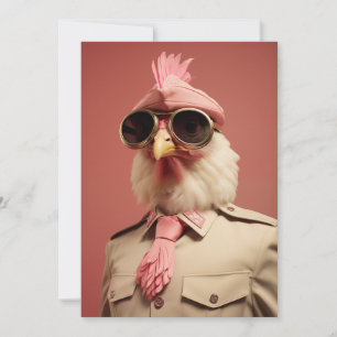 Cartão De Festividades Comandante do frango na moda Páscoa