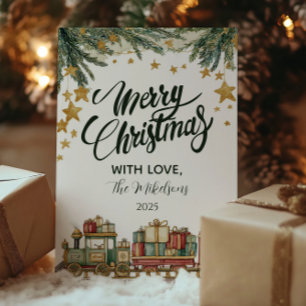 Cartão De Festividades Comboio de Brinquedo de Natal debaixo da árvore