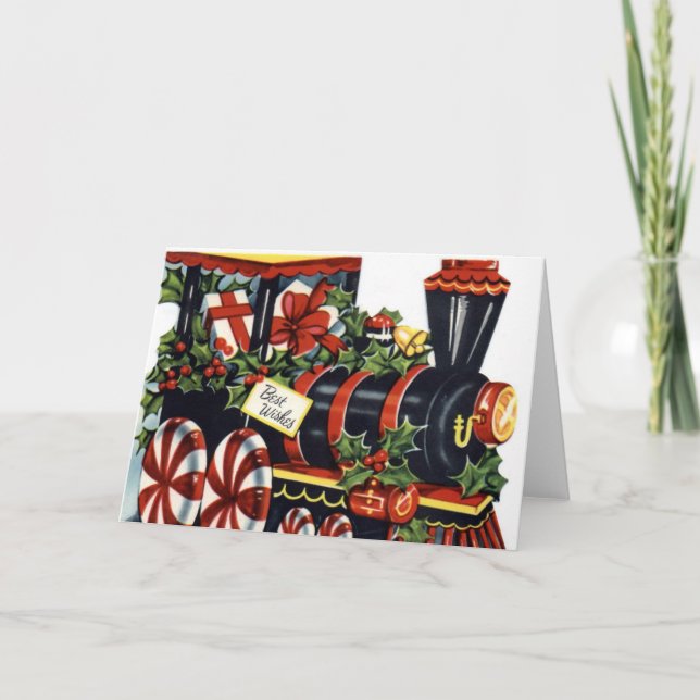Cartão De Festividades Comboio de natais vintages (Frente)