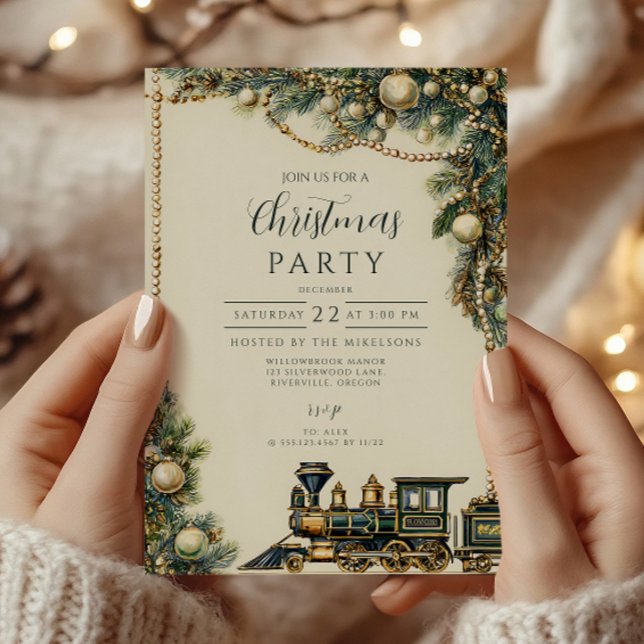 Cartão De Festividades Comboio de natais vintages (Criador carregado)