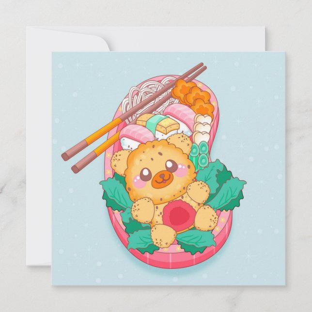Cartão De Festividades Comida Kawaii (Frente)