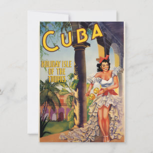 Cartão De Festividades Comissão de Turismo Cubana Vintage Trópicos Viagen