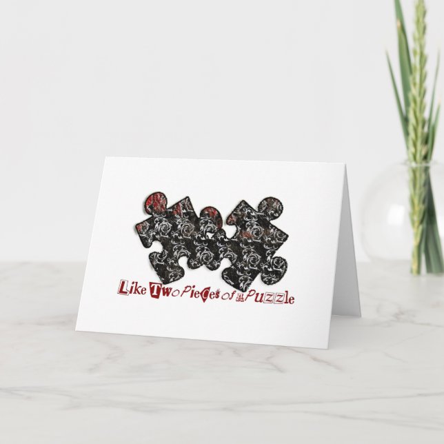 Cartão De Festividades Como duas peças de um Quebra-cabeça (Frente)