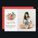 Cartão De Festividades Como? Natal floral com aquarela. Papai Noel<br><div class="desc">Cartões de foto de Natal de Aquarela "Ho Ho".</div>