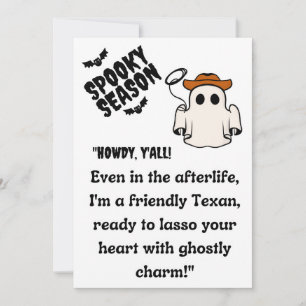 Cartão De Festividades "Como vão vocês! Texas Cowboy Ghost Halloween