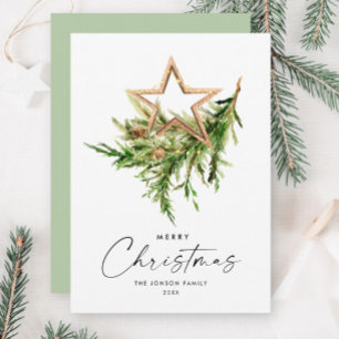 Cartão De Festividades Composição da árvore de Natal Elegante Boêmia