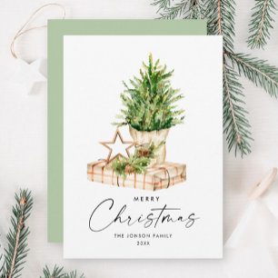 Cartão De Festividades Composição da árvore de Natal Elegante Boêmia