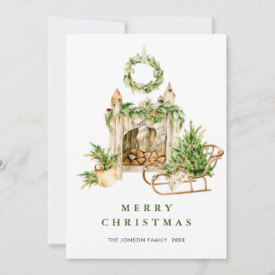 Cartão De Festividades Composição da árvore de Natal Elegante Boêmia