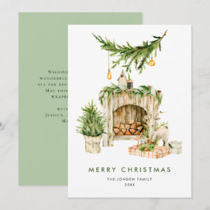 Cartão De Festividades Composição da árvore de Natal Elegante Boêmia