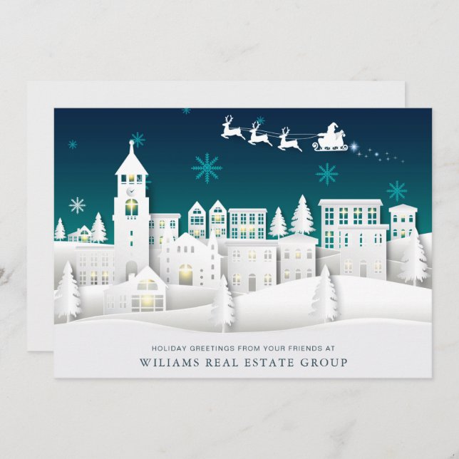 Cartão De Festividades Composição de Natal Moderna Saudação Corporativa (Frente/Verso)