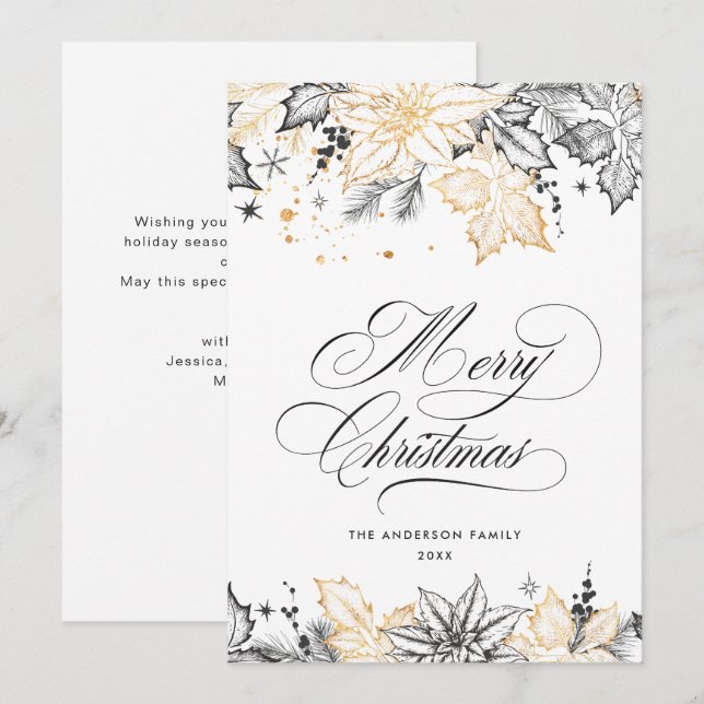 Cartão De Festividades Composição de Natal Neutralista Minimalista (Frente/Verso)