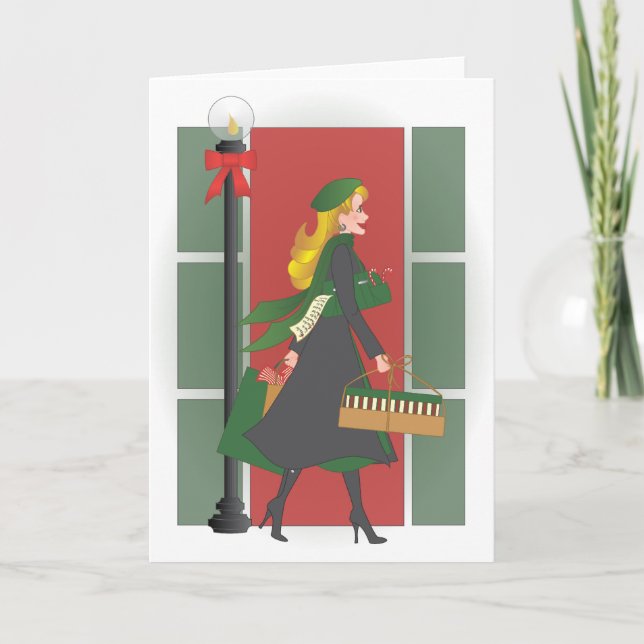 Cartão De Festividades Compra do Natal na cidade (Frente)