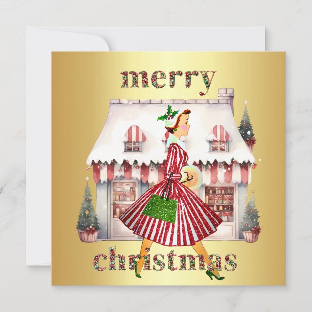 Cartão De Festividades comprada de dama de Natal de 1950 (Frente)