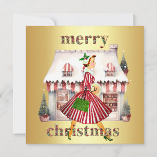 Cartão De Festividades comprada de dama de Natal de 1950