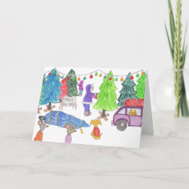 Cartão De Festividades Compras de Árvore de Natal