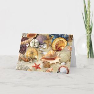 Cartão De Festividades Conchas marítimas na praia