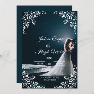 Cartão De Festividades Concurso de casamento Dourado e negro