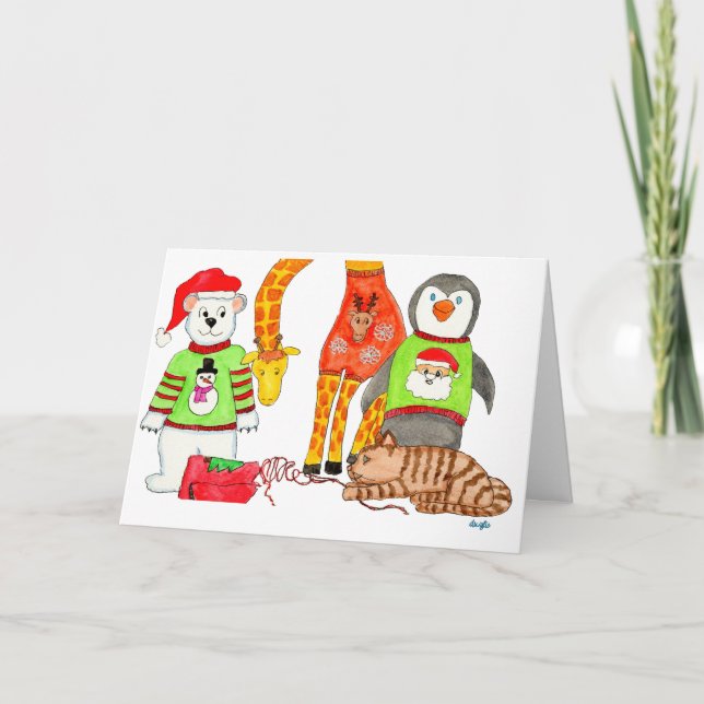 Cartão De Festividades Concurso de Suéter de Natal (Frente)