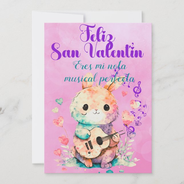 Cartão De Festividades Conejito Guitarrista saludo san valentin (Frente)